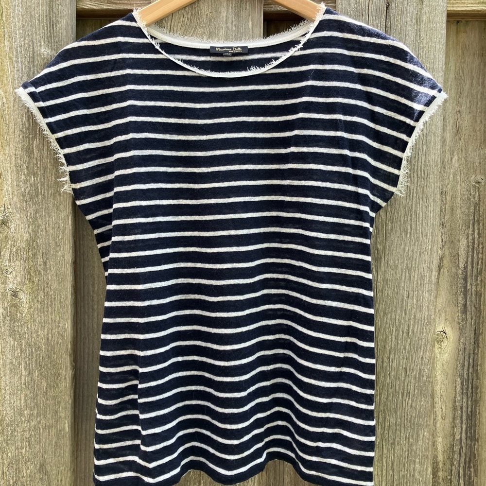 Massing Dutti navy and white linen t-shirt xs